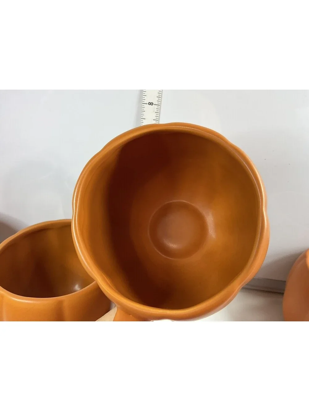 Pottery Barn Stonewear Pumpkin Mugs Set Of 4